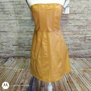 NWT Zara Tan Strapless PU Leather Dress Size M